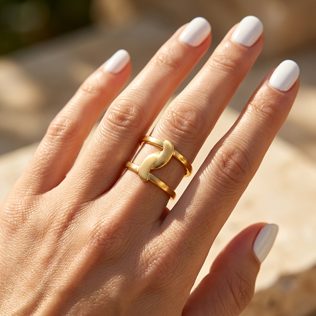 Women's Hypoallergenic Stainless Steel Golden Flower Open Ring