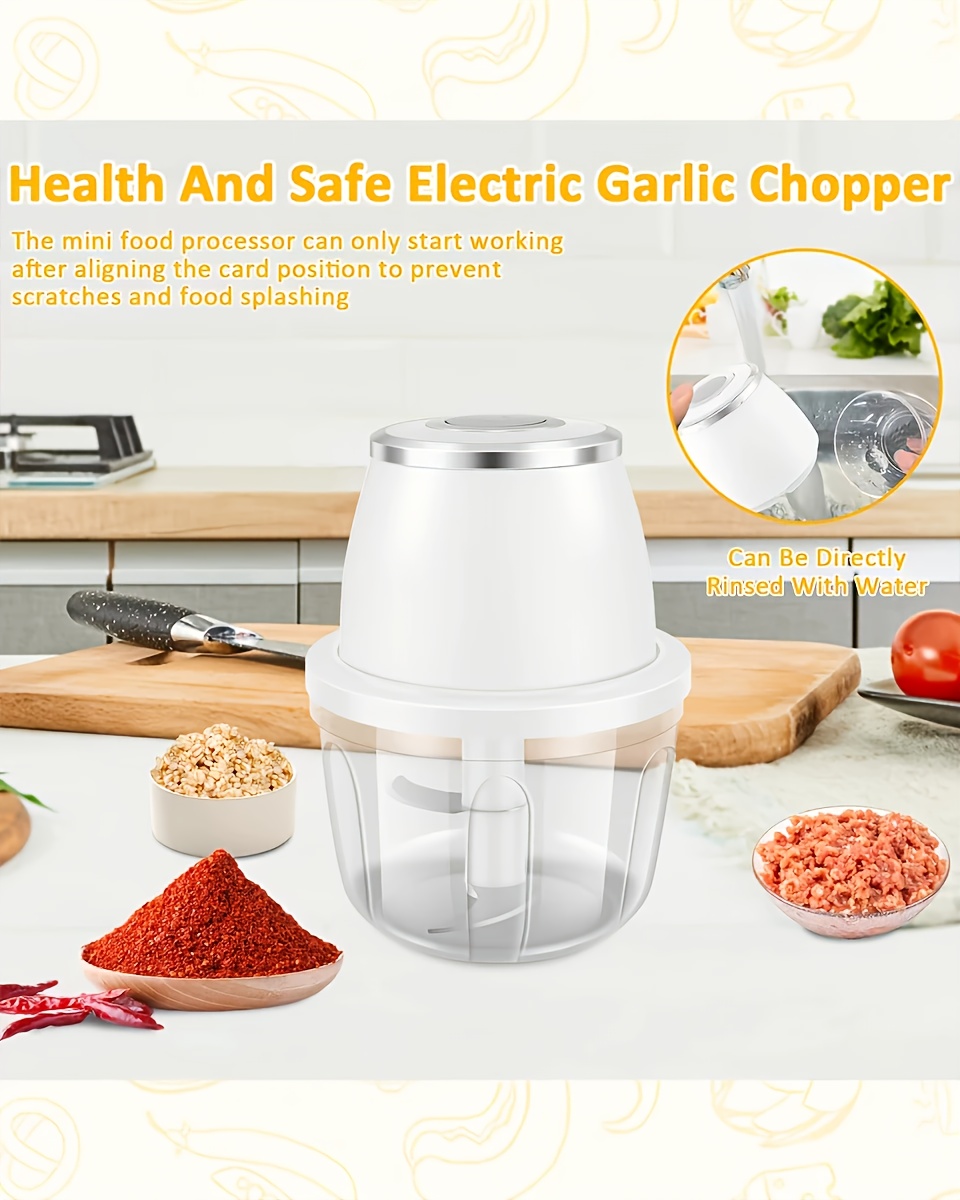 electric garlic chopper mini   chopper garlic grinder onion chopper blender to vegetables wireless food processor for ginger chili fruit meat etc Product details 4