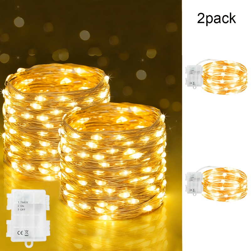 TEMU 2pcs, 5m/16.4ft/50 Led Portable Outdoor Light String, Staircase Outdoor Battery String Light, With 8 Outdoor Light , Suitable For Bridal Parties