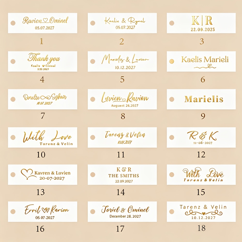 TEMU Lot de 38 mini étiquettes-cadeaux faites à , personnalisables avec nom et date, adaptées pour les de mariage/anniversaires/baptêmes/cartes de