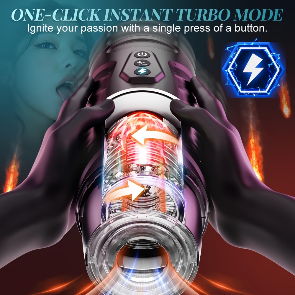 1pc ErosMax USB Rechargeable Automatic Male Masturbator with 3D Textured Head, 7 Thrusting & Rotating Modes, Hands-Free Operation, Visual Window, and Suction Base - Adult Male Sex Toy with 1500mAh Lithium Battery
