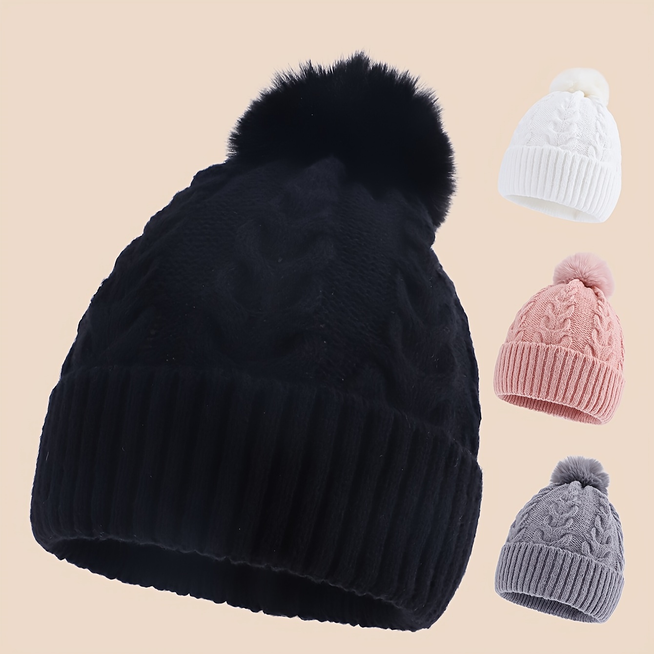 

's Knit Beanie, Ear , , Or , Stretchable, 's Day , , Snap , , Printed, ,