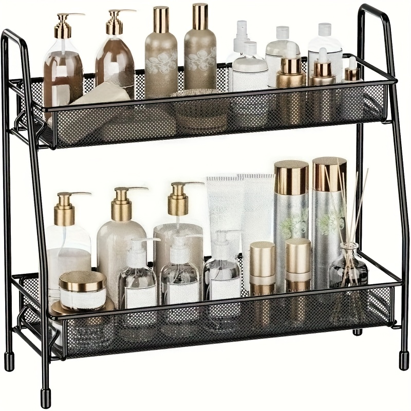 E-shop Zweistöckiger Verstellbarer Badezimmer-Organizer - Platzsparende Ablage für Waschtisch, Küchengewürzregal & Bürobedarf, Mehrzweck-Acrylregal mit