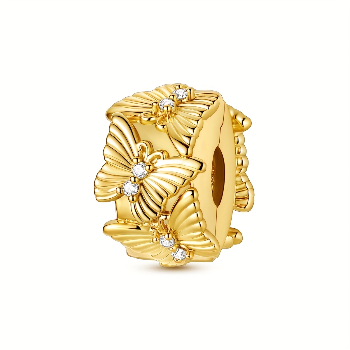 E-shop Goldener Herbstschmetterling Feste Clip Charm Armband Halskette Damen Rustikal Elegant Prächtiges Urlaub Geburtstagsgeschenk Accessoires