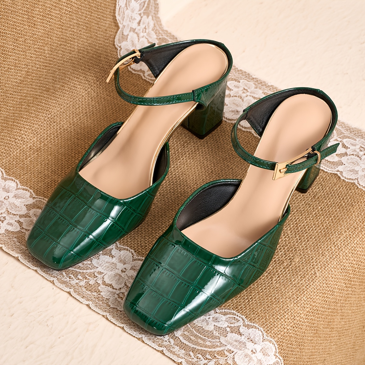 womens dark green dress shoes for women sold on Temu United States Sleeve Type:FLUTTER SLEEVE