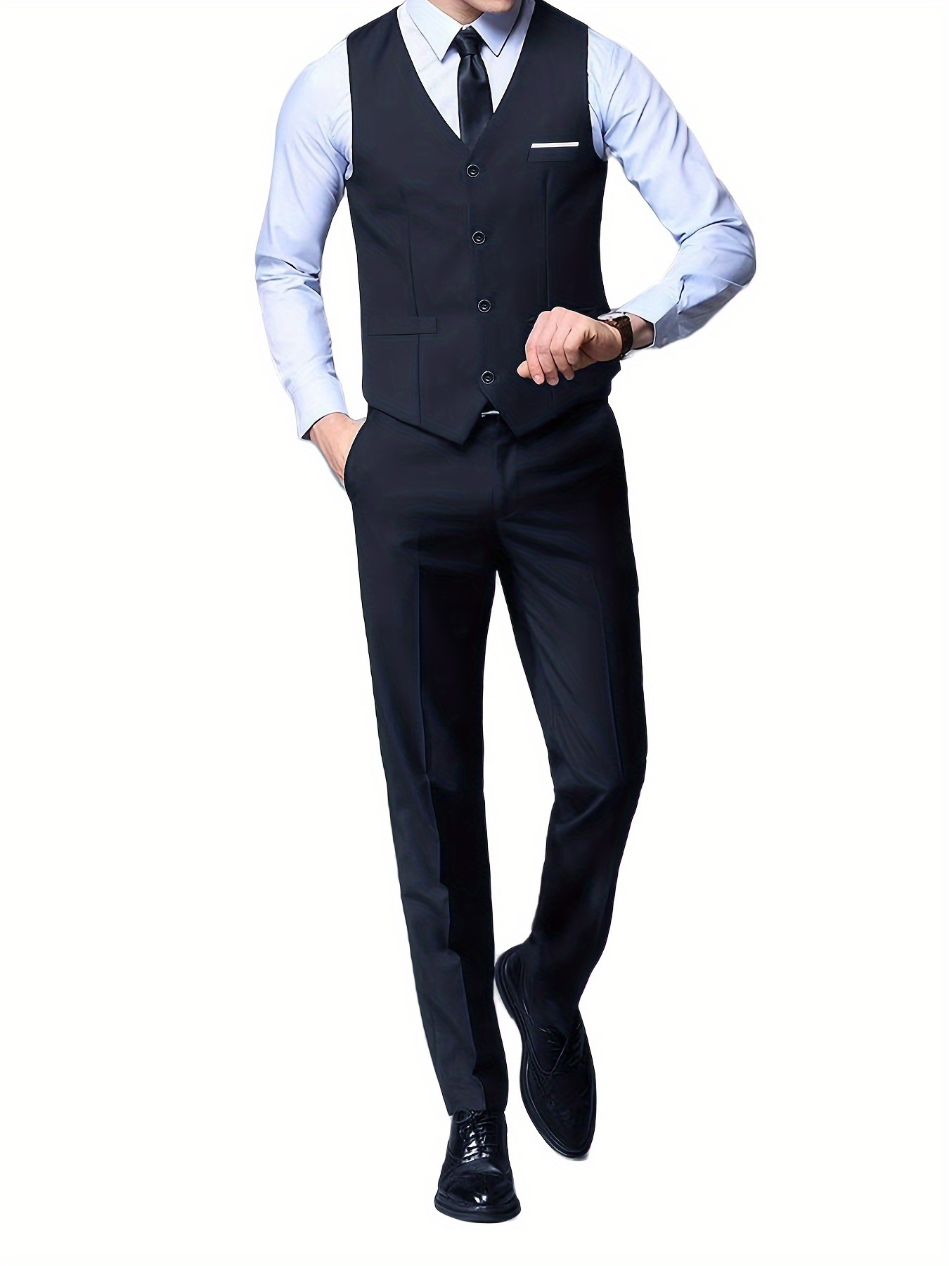 ensemble costume bleu marine homme gilet pantalon Temu France