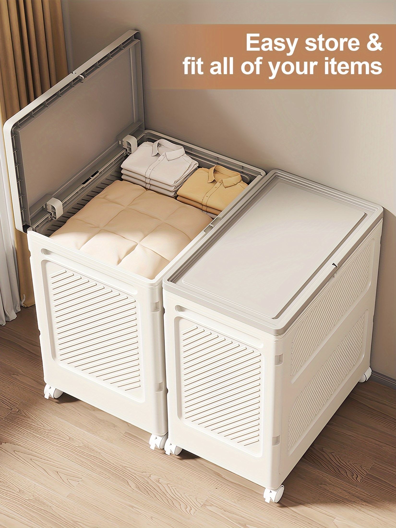 Large Capacity Waterproof And Dustproof Storage Box with Wheels, Multi Purpose Home Storage And Organization Solution Suitable for Bedroom, Living Room, Bathroom And Kitchen 15 Large Capacity Waterproof And Dustproof Storage Box with Wheels, Multi Purpose Home Storage And Organization Solution Suitable for Bedroom, Living Room, Bathroom And Kitchen