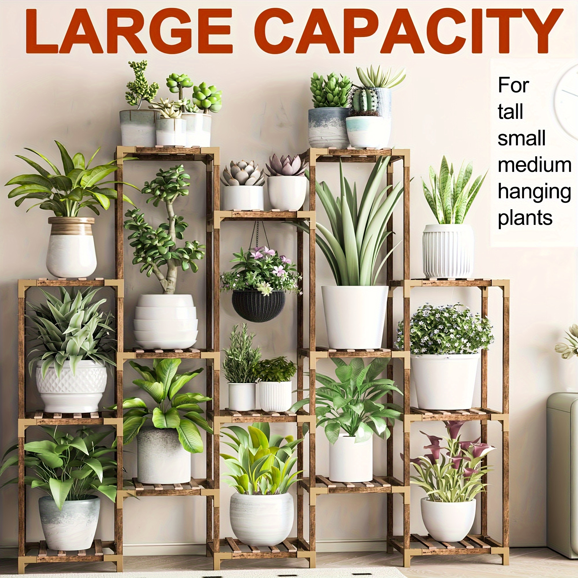 1pc 15 tiers large flower stand tall flower stand rack can hold multiple potted plants suitable for living room balcony corner garden office boho style details 2