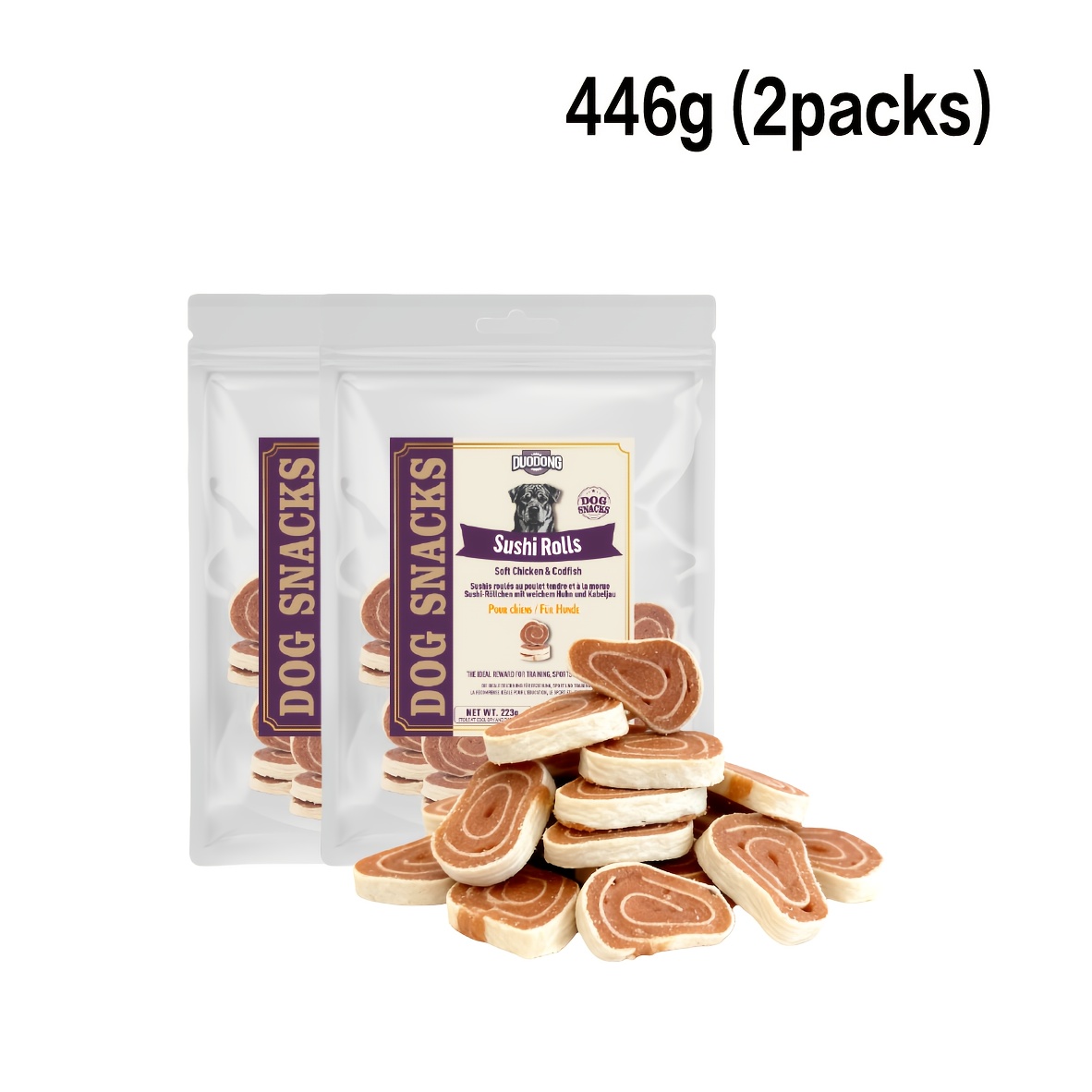 Image of Sushi Rolls Pet Treats - Grain & Gluten Free Soft Chicken & Codfish Snacks For | High Protein Training Rewards (nourishes Skin & Coat)