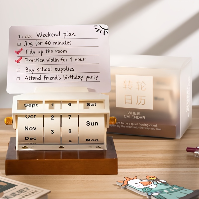 TEMU Reminder Sign With Rotating Calendar 1pc New Model Calendar Office Desk Ornaments Daily Plan Memo Learning By Using Selfdiscipline Assistance