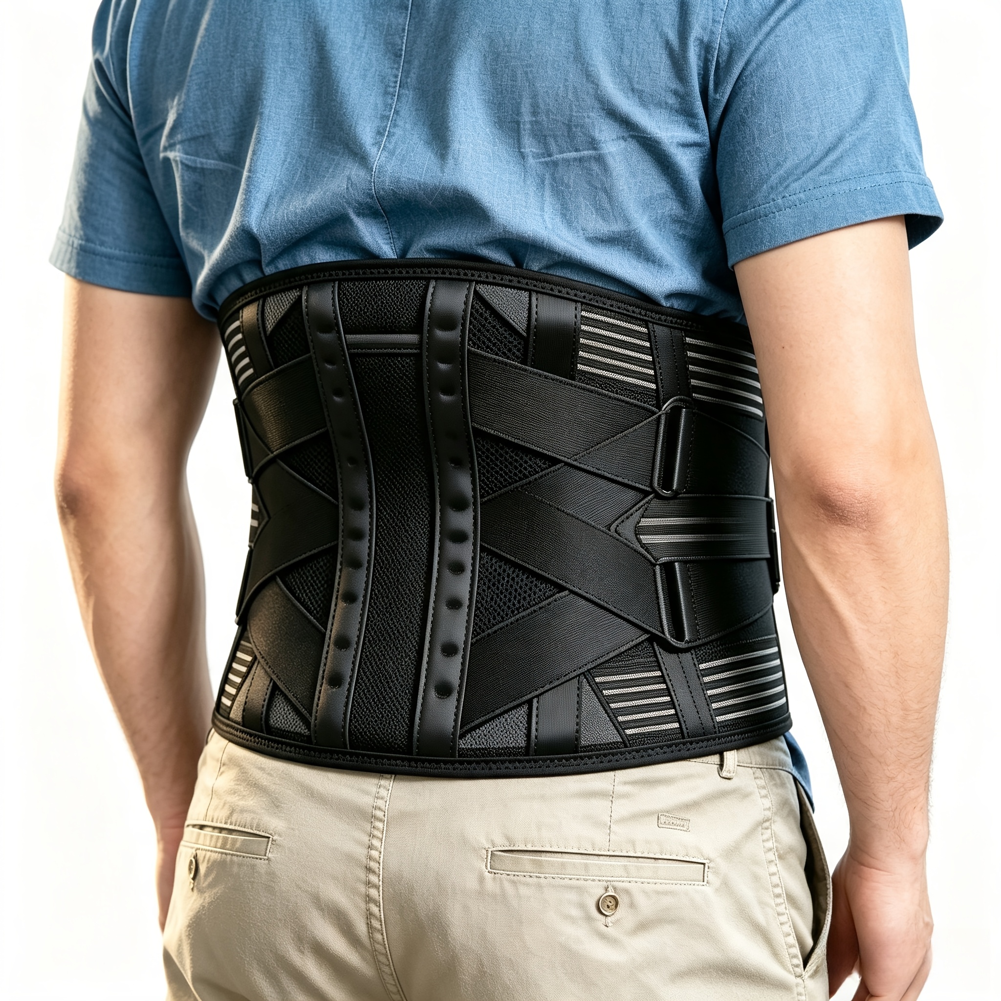 Breathable Unisex Lumbar Support Belt - Adjustable Back Support For Workout, Housework And Sitting All Day, Up For Extra , Asian Size