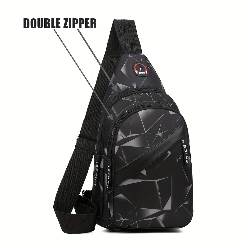 TEMU Double-layer Zipper Large-capacity Shoulder Bag, Fashionable Chest Bag, Lightweight Outdoor Sports Crossbody Bag, Casual Couple Backpack