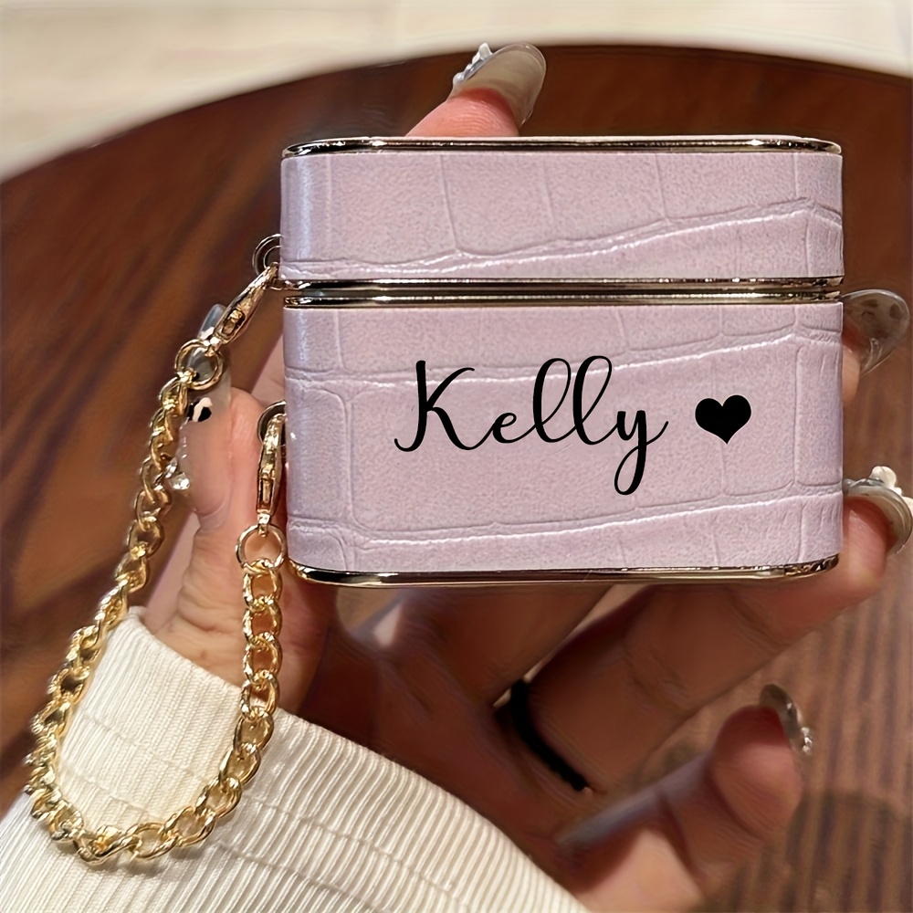 TEMU [customized]personalized Luxury Personalized Letter Name Customized Soft Cover For Airpods 1 2 3 4 Pro 2 Pro 3 Cylindrical Crocodile Pattern