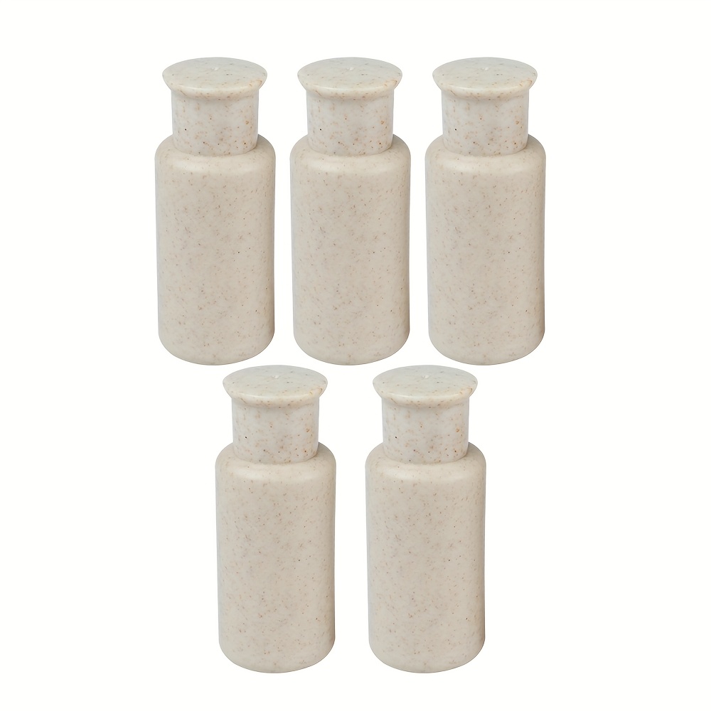 TEMU 5pcs 30ml Reusable Plastic Dispenser Bottles With White Lids - Ideal For Lotion, Shower Gel, Shampoo & More - Travel-friendly, Paraben-free,