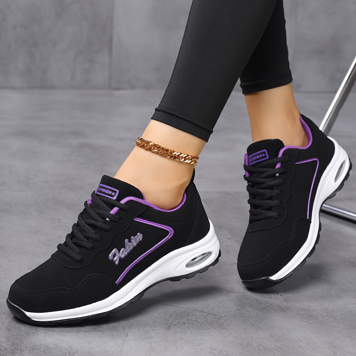 Outdoor Casual Women's Sneakers, PU Cushioned Sole Comfortable Soft-soled Running Shoes, Street Fashion Casual Shoes