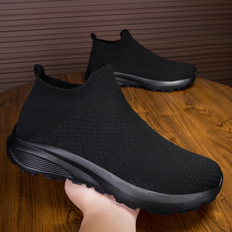 TEMU [bulade] Men's Knit Casual Athletic Shoes Breathable | Lightweight Slip-on Tennis Shoes, Suitable For Walking, Running, Gym, Casual Travel