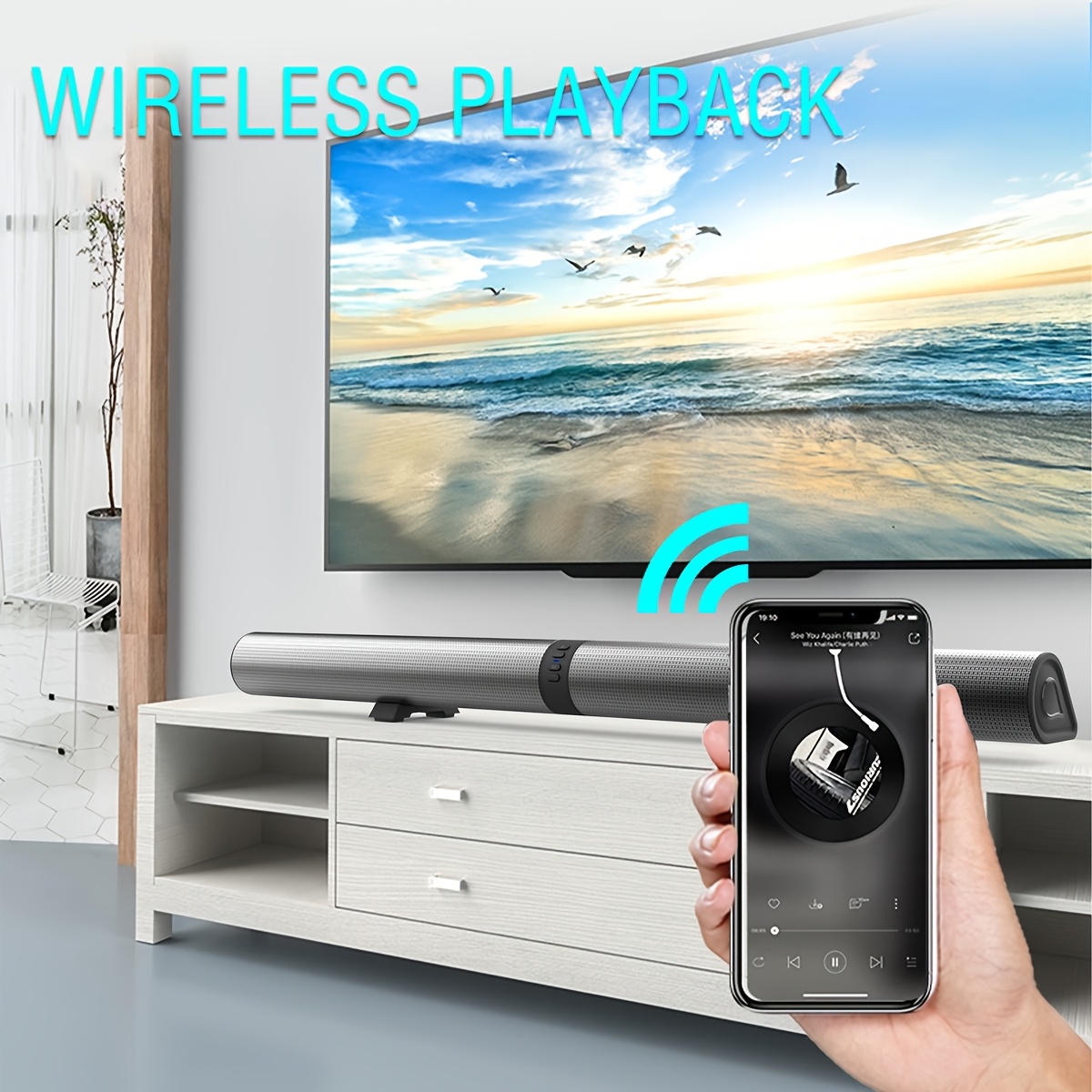 Wireless Soundbar with Surround Sound, Adjustable Speakers