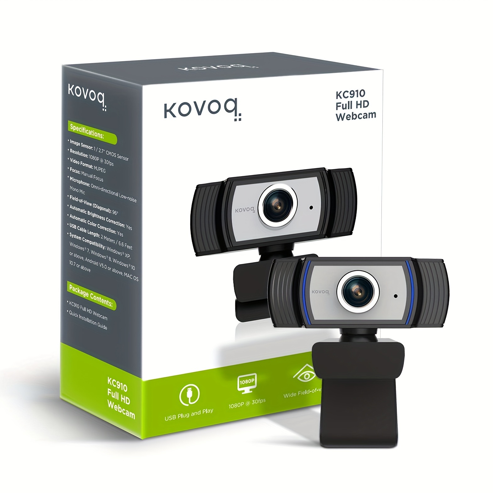 

Kovoq Hd 1080p Streaming Webcam With Microphone And Auto Color/light Correction, 96° Wide Angle Usb Web Camera, Plug And Play, For Video Conferencing And Gaming, /zoom/skype, Laptop Desktop