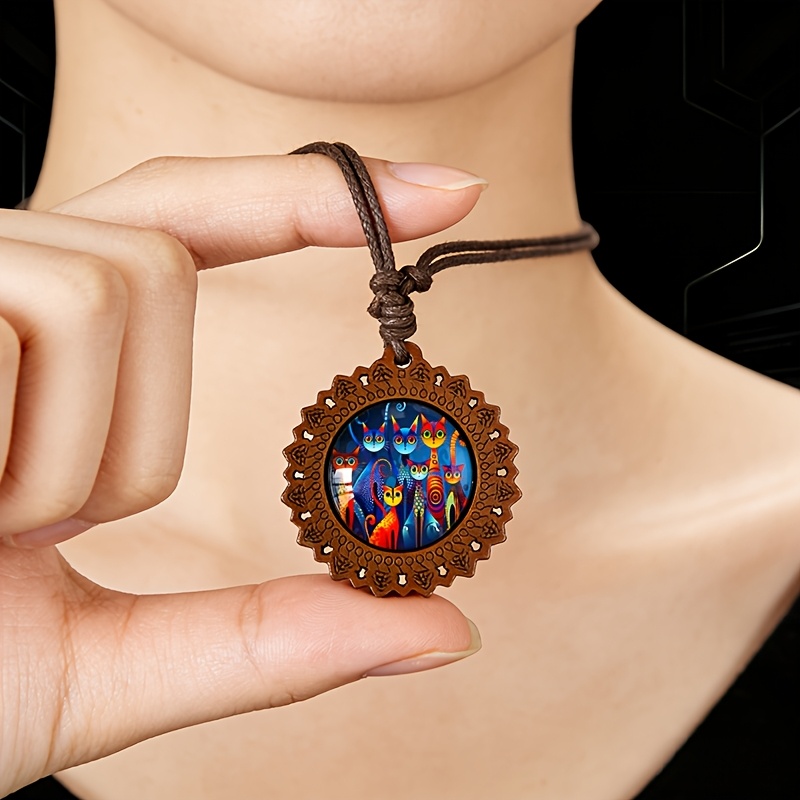 Caimao Vintage Minimalist Wooden Necklace
