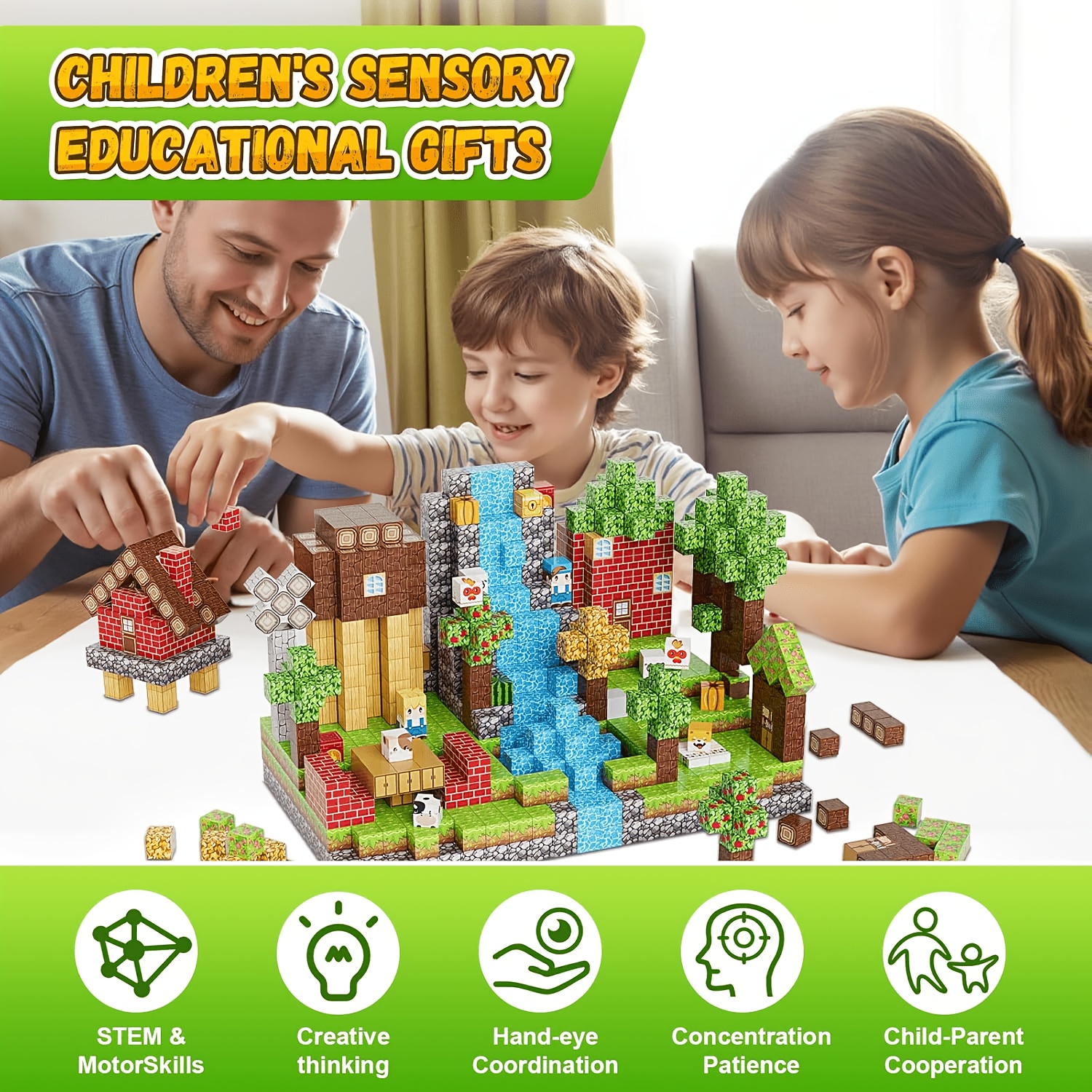 Children's Magnetic Building Blocks Set for STEM Learning