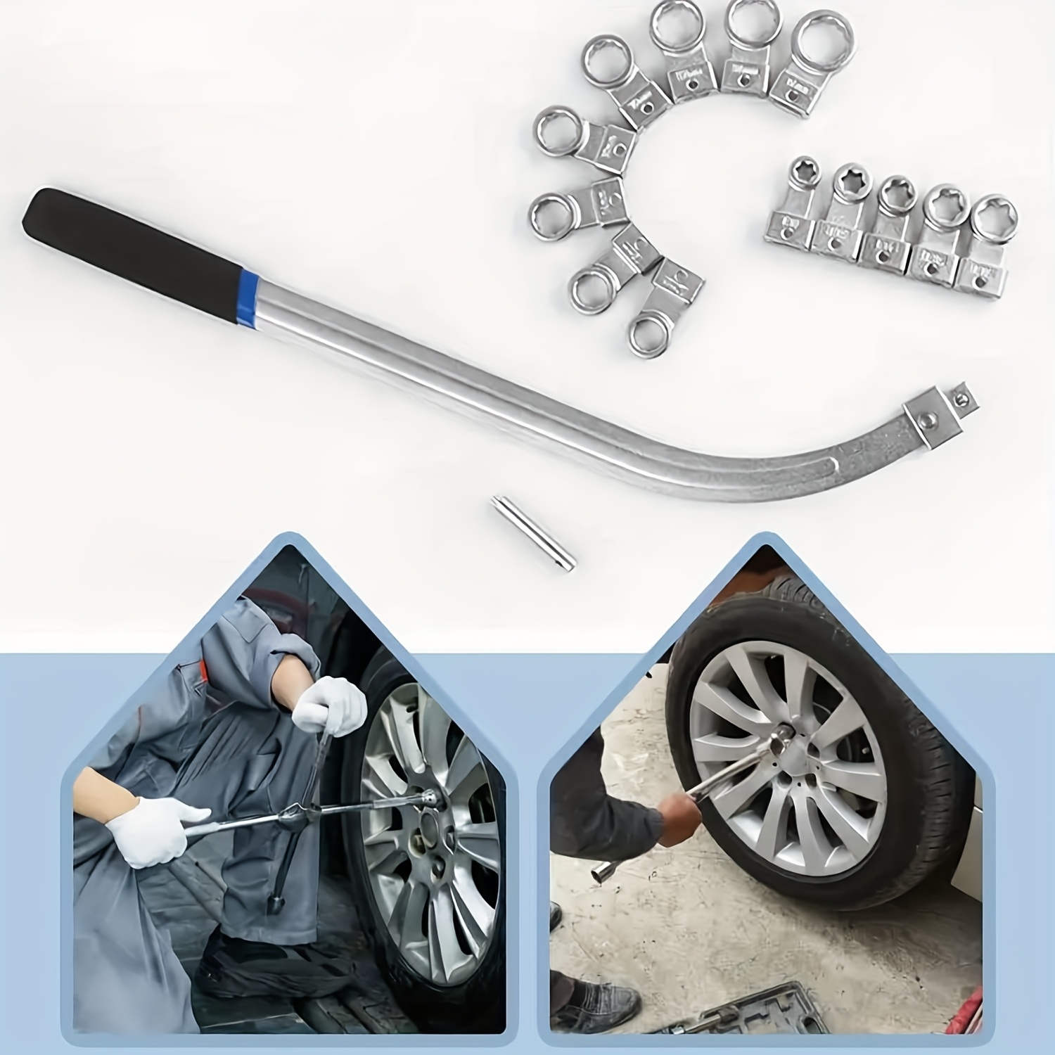 15pcs Idler Pulley Adjustment Wrench Belt Tension Tensioning Adjuster Lever Tool Extension E-type socket Wrench Removal Tool details 7
