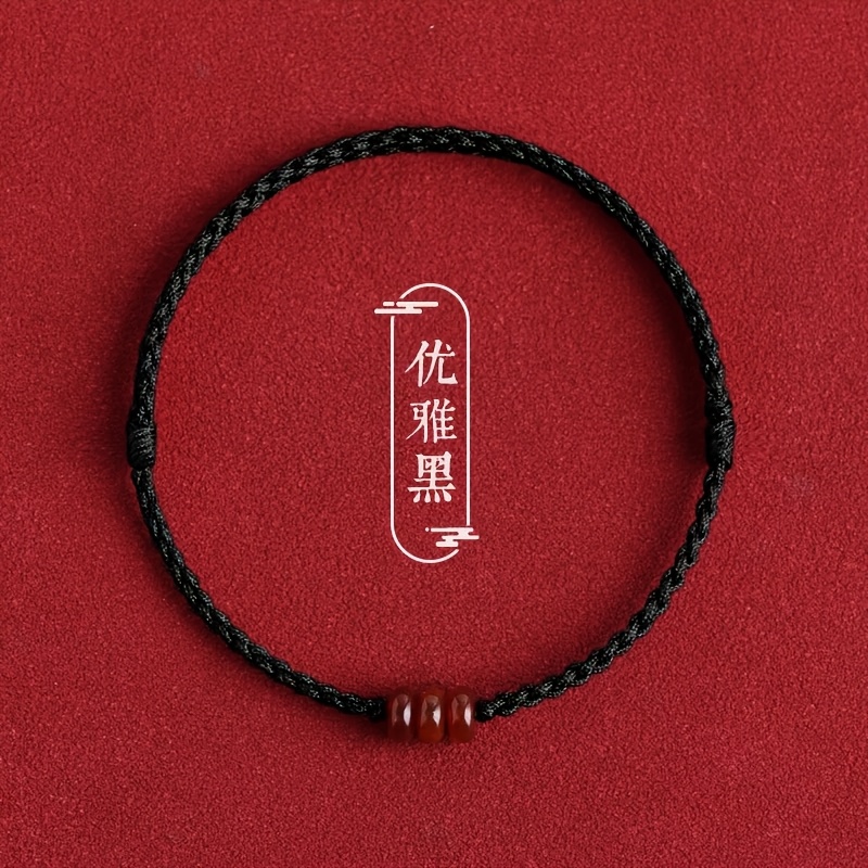 Lucky Year Red String Bracelet with Red Agate, Handmade