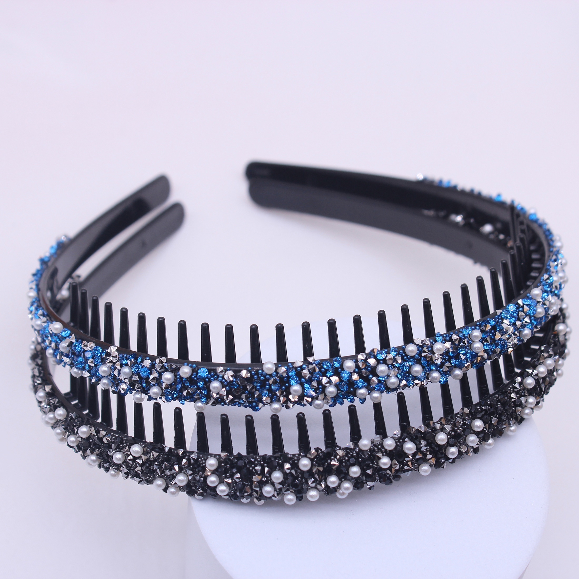 TEMU 2er-Pack modische Strass-Zahn-Griff rutschfeste Damen-Stirnbänder, Gesichtswasch-Stirnbänder, dekorative Haar-Accessoires für den