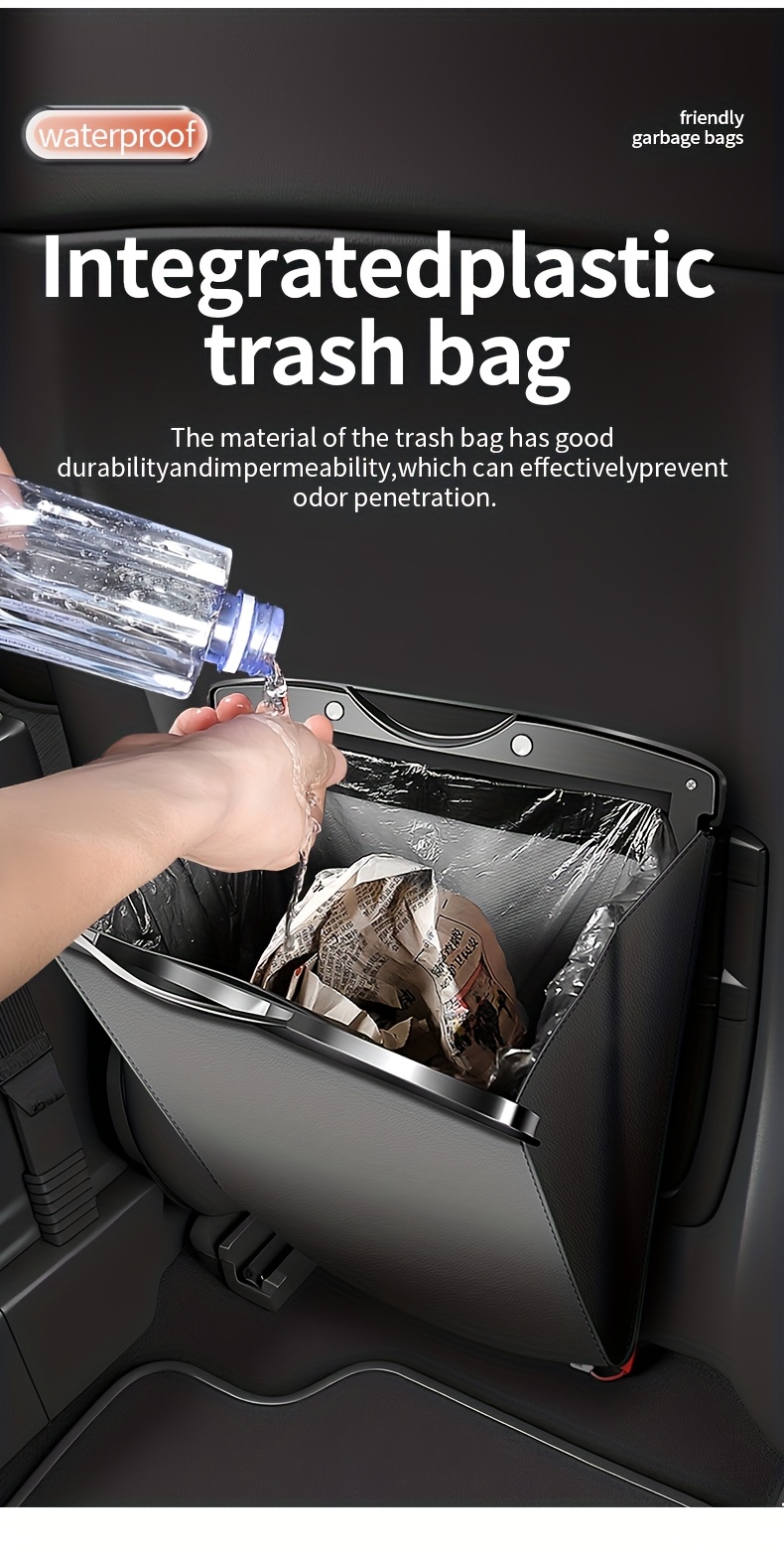 This Is a Large-Capacity Trash Bag Made of Faux Leather for Ford Vehicles, Suitable for Models Like for Focus Mk2, Mk3, Fiesta Mk7, Transit, Mondeo Mk4, Ranger, Kuga Mk8, Puma, Fusion, Grand F-150, Explorer, Taurus, Escape