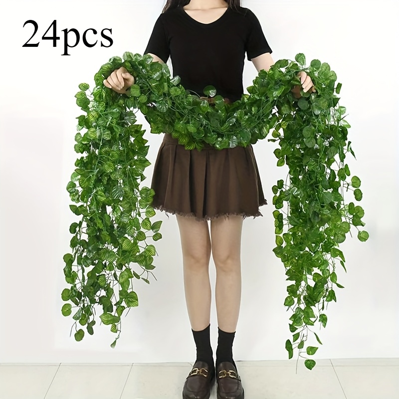 24pcs Lush Green Ivy Leaves Wall Hanging - Realistic Artificial Greenery for Home, Garden, Wedding, and Party Decor - Easy to Install, Perfect for Indoor and Outdoor Use, Garden Wall Art | Natural Aesthetic | Easy Installation, Ivy Wall Art