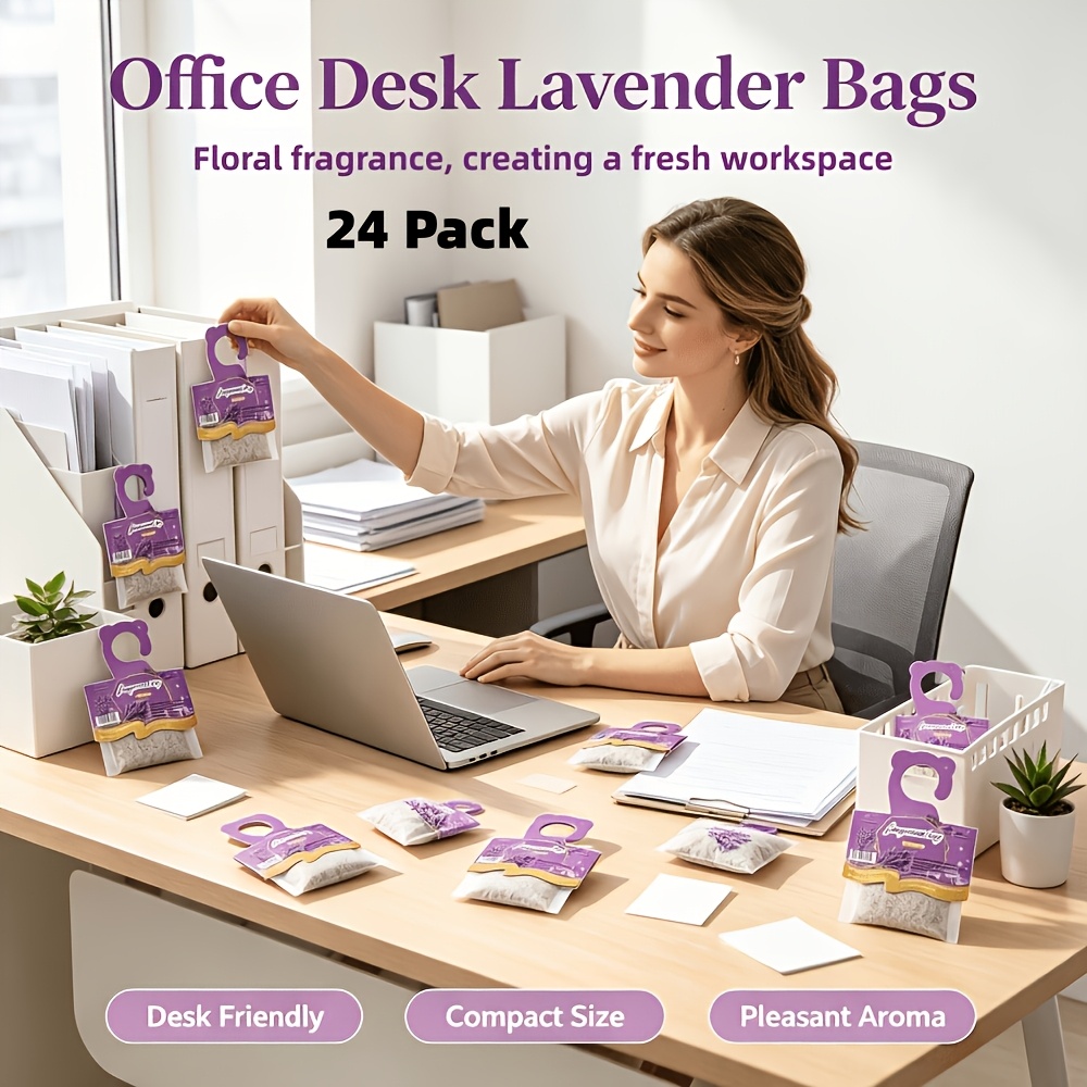 TEMU 24-pack Hanging Lavender Scented Fragrant Sachet Bags, Long-lasting Wardrobe Fragrance Pouches, Portable Hanging Scent Bags For Closet Drawer