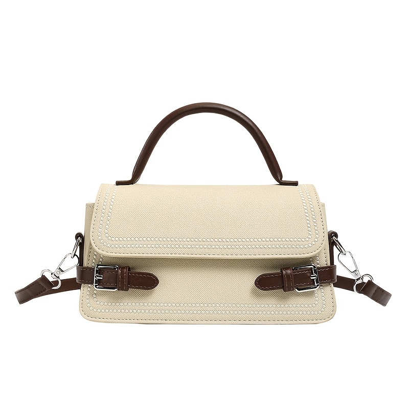TEMU Women's Crossbody Bag, Contrast Color Small Handheld Square Bag, And Outing, Single Shoulder Crossbody, Lightweight And Versatile, Retro Korean