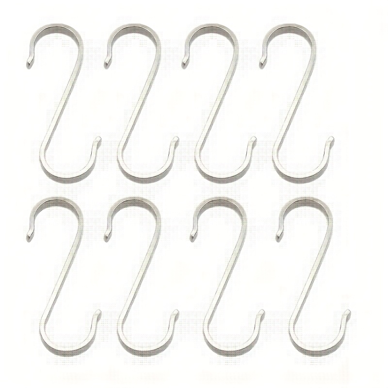 Image of A Set Of 8 Rust-resistant 304 Stainless Steel Hooks, Versatile Metal Hooks Designed For Heavy-duty Use, Ideal For Storage, Suitable For Hanging Items In Kitchens, Closets, And .