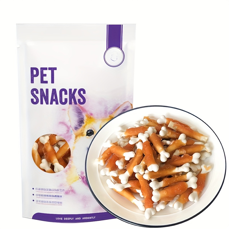 TEMU 1pc/3pcs Dog Snack Chicken Milk Bone 110g Chew Toys For Dental Cleaning And Breath , Bone-shaped Treats