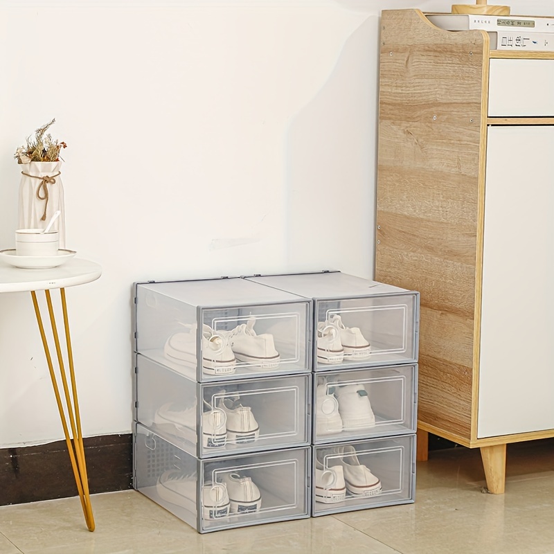 clear plastic shoe storage boxes snap lock lids high quality