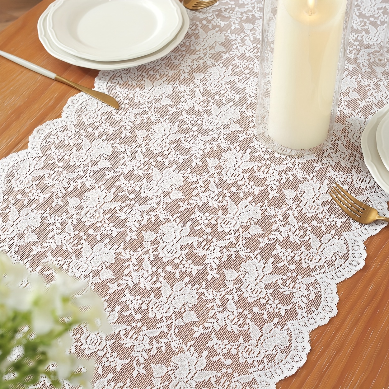 TEMU 1 Tovaglietta a Pannello con Pizzo Jacquard , Poliestere, Adatta per Tavoli da , da Caff癡 e T癡, Accessori per da T癡