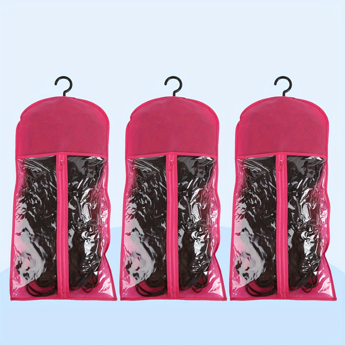 

3pcs Set Wig Dustproof Storage Bag + Wig Stand, Wig Display Bag