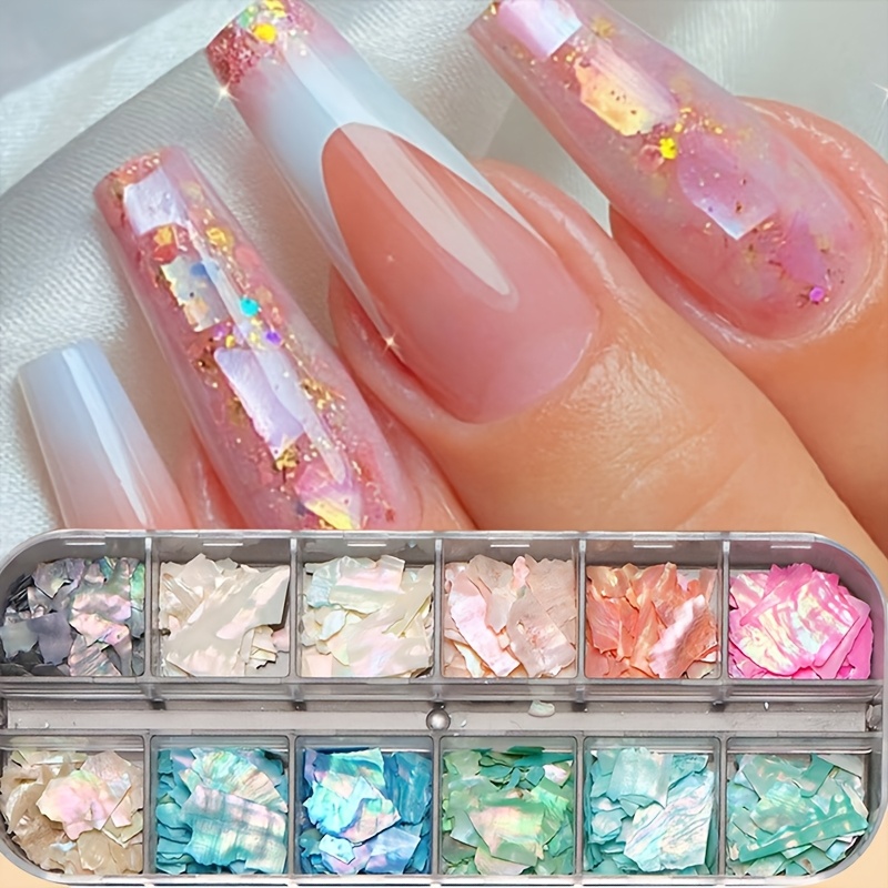 

6 Grids Ins Fantasy Bohai Bay Mica Abalone Shell Nail Ornaments