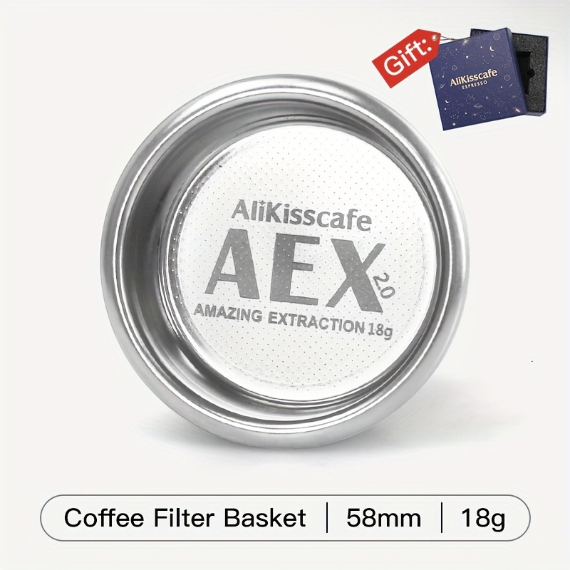 Image of 1pc Coffee Filter Basket Espresso Baskets Stainless Steel Reusable Non Pressurized Round Filter Cup 18g 20g 22g Fit 58mm Portafilters Barista Coffee Machine Additions