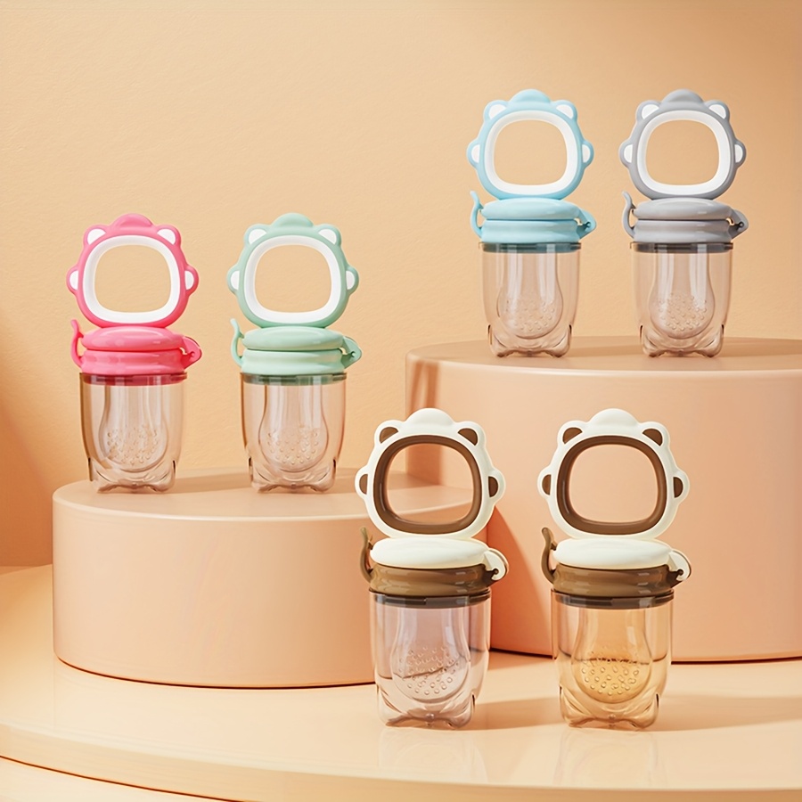 1pc Youngsters Fruit & Vegetable Feeder with Silicone Mesh, Cartoon Lion Fresh Food Feeder Soothing Item, Juice Feeding Teething Utensils