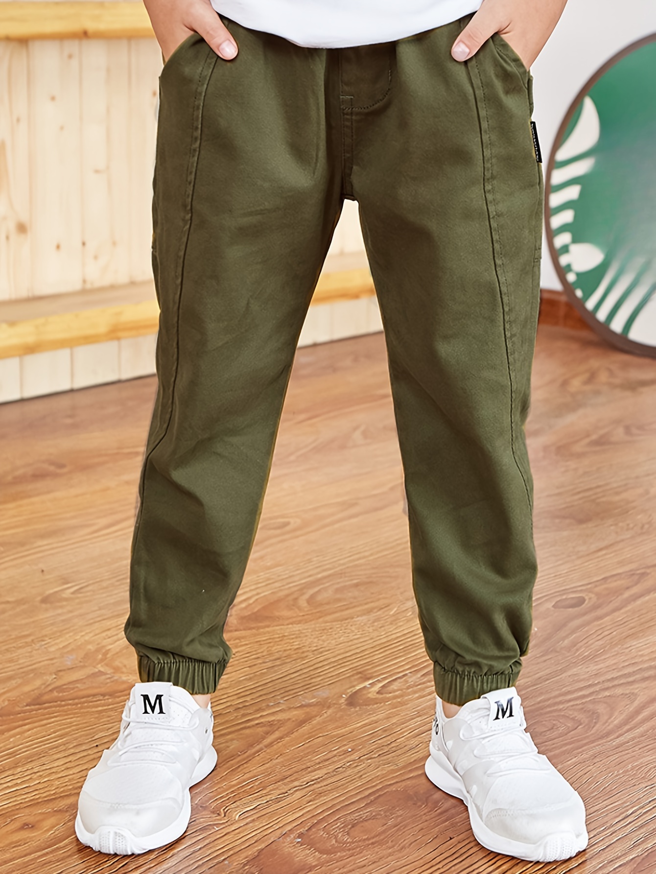 boys heavy duty cotton cargo pants with elastic waist utility belt loop   hiking school play trousers durable casual work pants for outdoor activities casual attire machine washable ideal for boys 4 12 years solid color moisture wicking comfortable breathable     for dancewear   kids hiking pants   outdoor 0