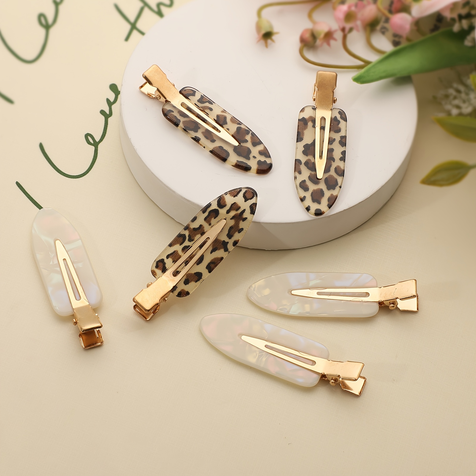 6pcs Vintage Leopard Print Hair Clips Set