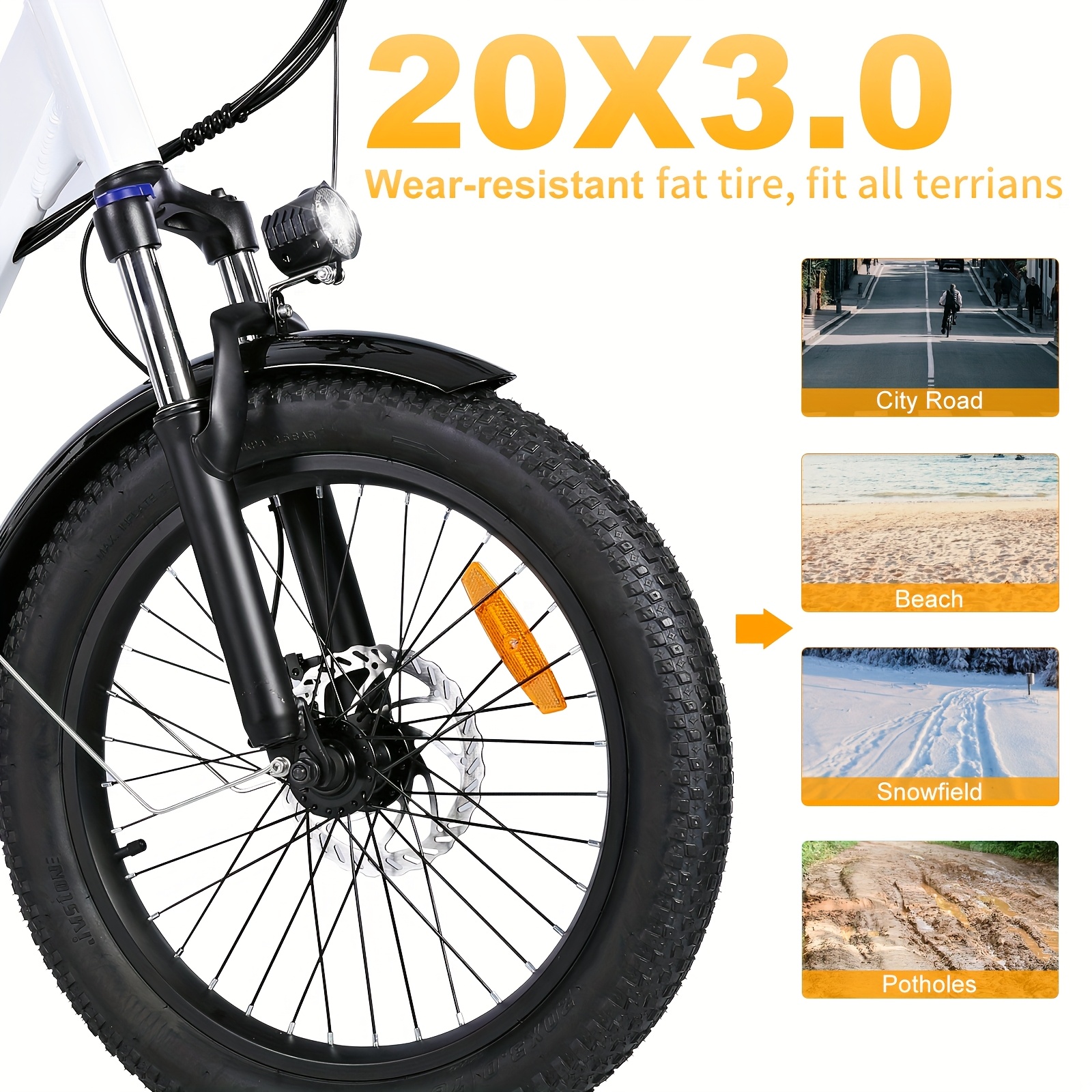 electric bike for adults   real 500w 20 3 0 fat tire electric bicycle 14 5ah 48v removable   range   for   high mph cargo ebike with front suspension   gear Product details 2