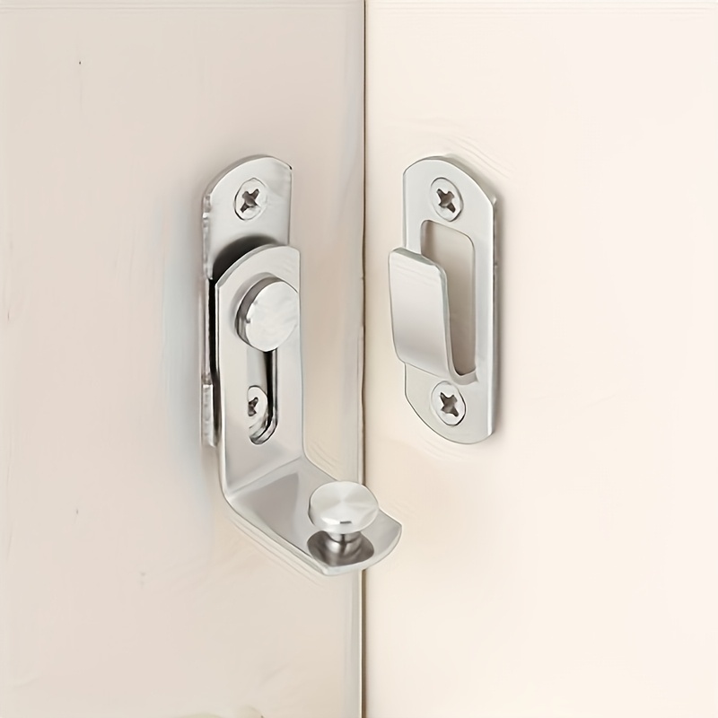 1 Flip Barn Door Lock, 90 Degree Stainless Steel Door Latch, Right Angle Hook Latch, Suitable for Garden, Outdoor, Garage, Wine Cabinet, Closet, Sliding Door (Silvery) 4