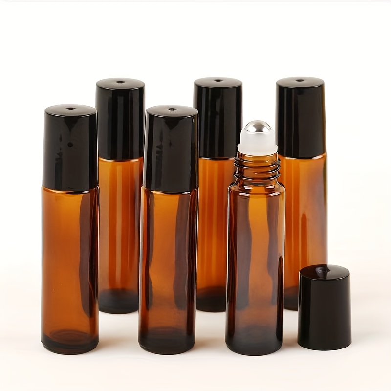 Set Of 6 Brown Light-proof Rollerball Bottles With Funnel For And Perfume Refill