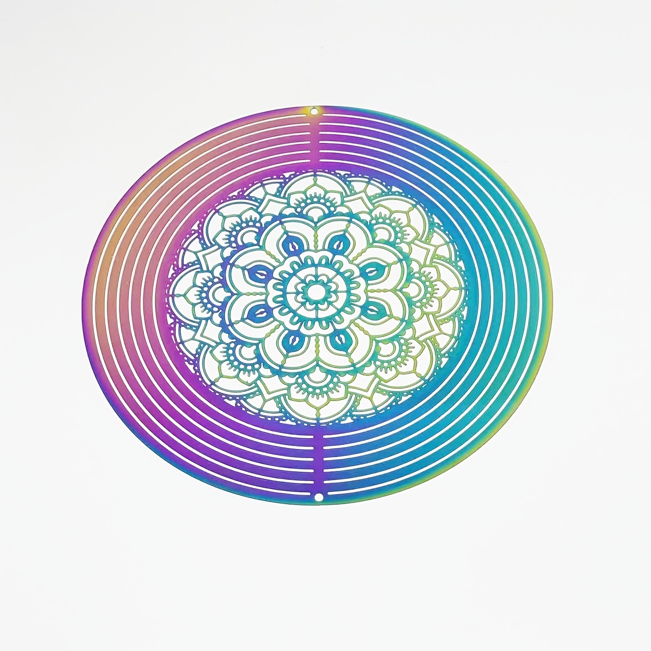 TEMU Carillon à Vent Rotatif 3D Coloré en Acier Inoxydable Rond, Ornement en Métal, Tourbillon à Vent Fleur, Convient pour la Décoration de et du