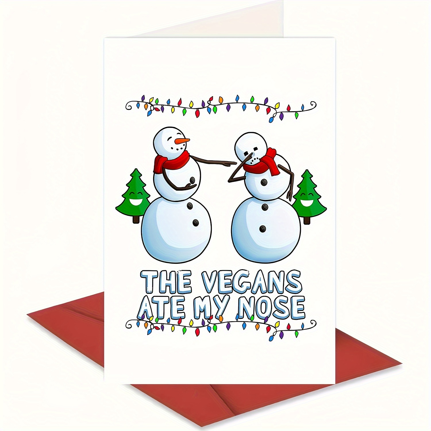 

Festive Vegan Joke Christmas Card: 'the Ate My Nose' - Perfect For Friends And Family