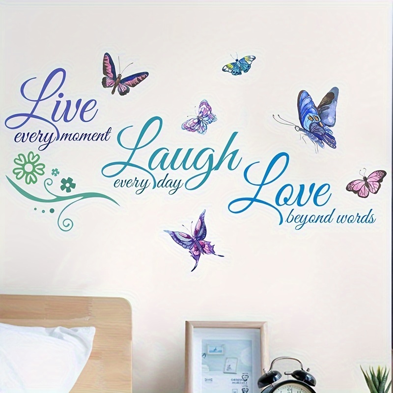 1pc "live Laugh Love" Inspirational Wall Sticker, Cartoon-themed Plastic Decal For Bedroom, Living Room, Bathroom, And Entryway Home Decor