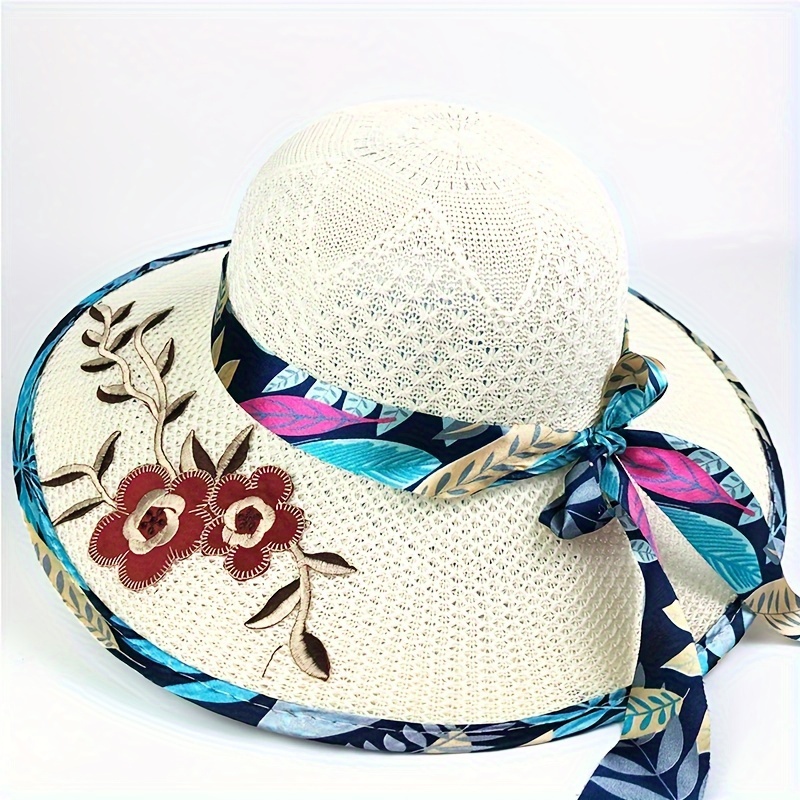 Bow Decor Sun Hat Wide Brim Sunshade Hats Spring/summer - Temu