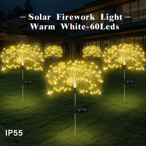 solar led firework lights 3 colors white warm white multi color 8 adjustable lighting effects suitable for garden balcony wedding birthday party holiday decoration