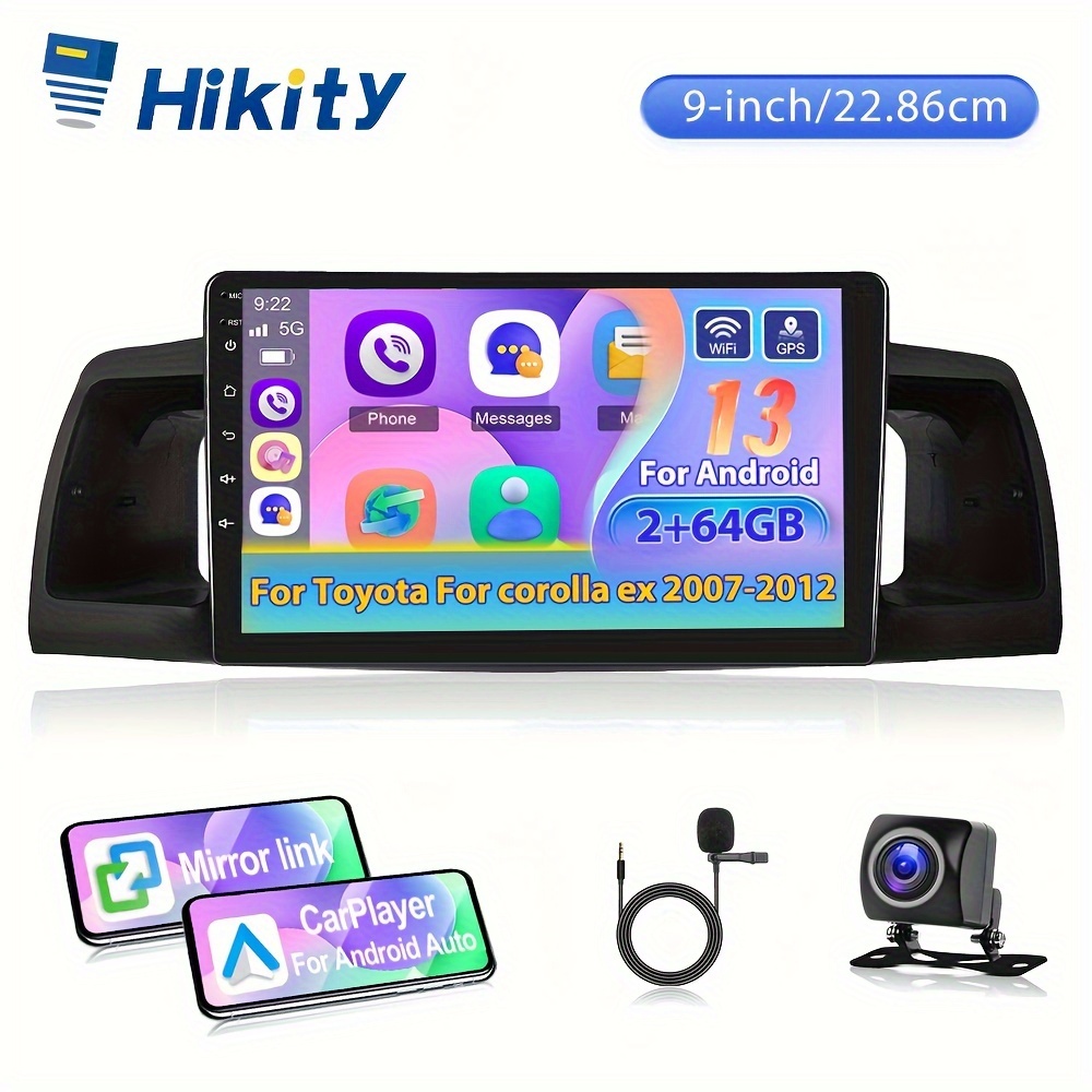 

Hikity [2+64g] For 13 Car For Toyota For Ex 2007-2012 - Wireless Carplayer For Auto - 9 Touch Car /gps Navigation/multiple Ui + Ahd